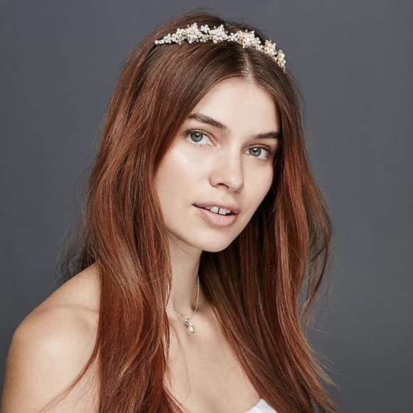 David’s Bridal Tiara with crystals and pearls main image 5